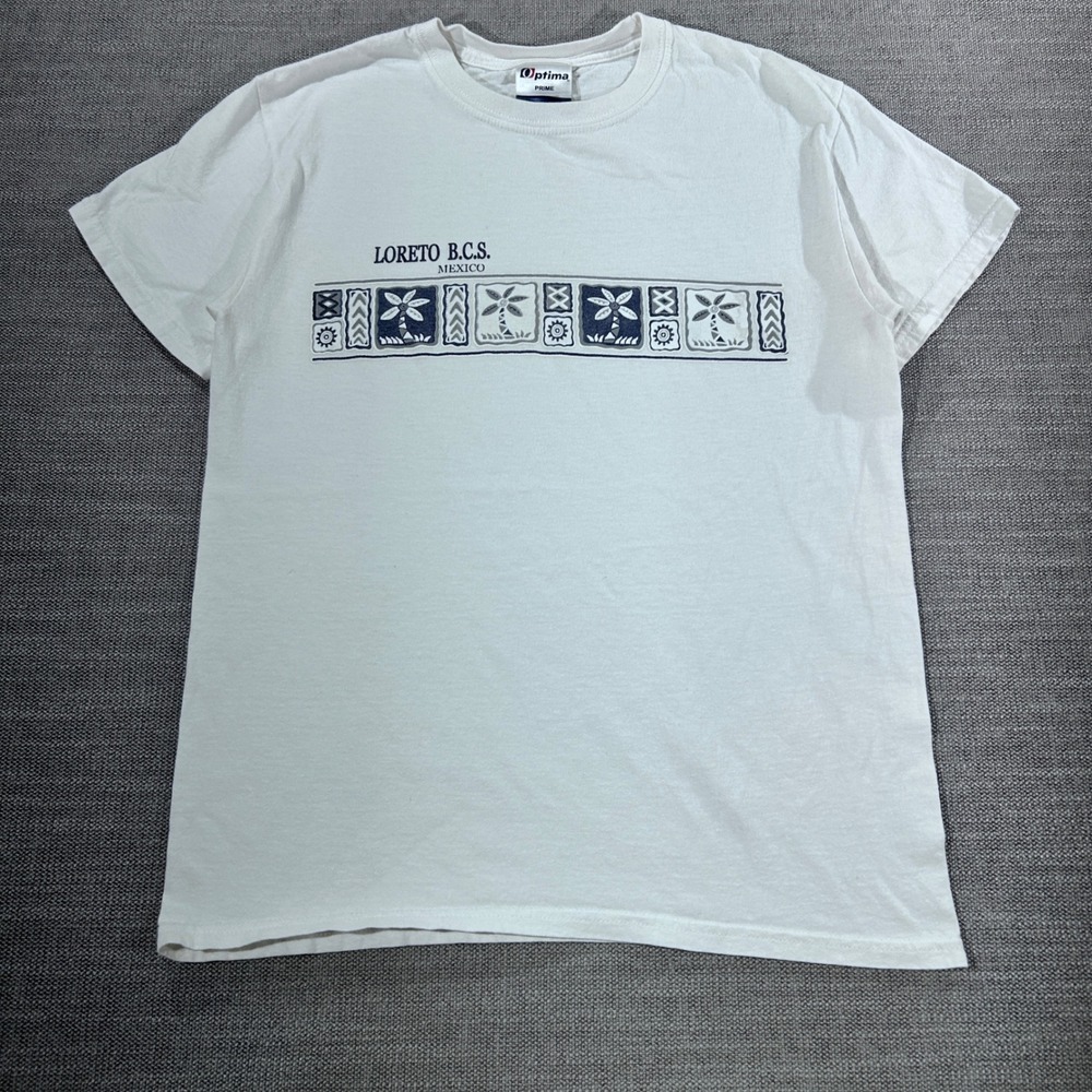 Optima Prime Loreto Mexico Graphic T-Shirt Mens Small White Palm Tree Souvenir